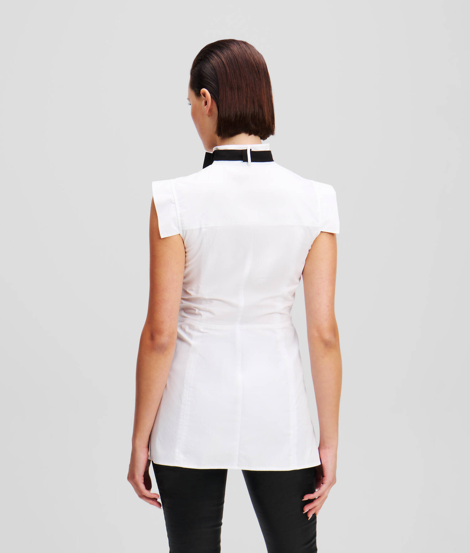 BLOUSE À NŒUD SANS MANCHES - Blanc