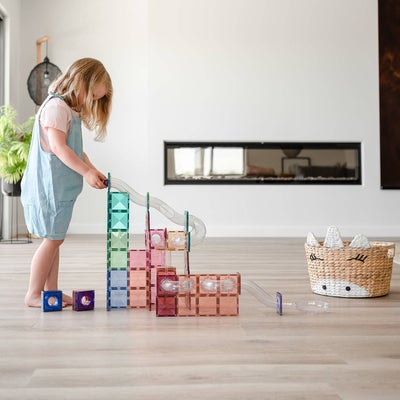 Connetix Magnetiske Byggeklosser Kulebane Pastel Utvidelsessett 80 Deler