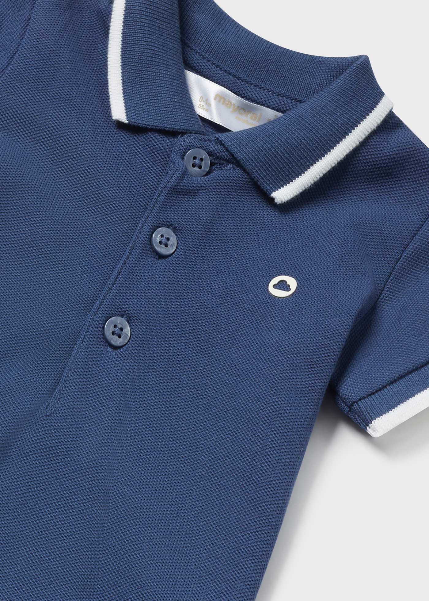 Camisa polo Better Cotton Contrast para recém-nascidos, branca
