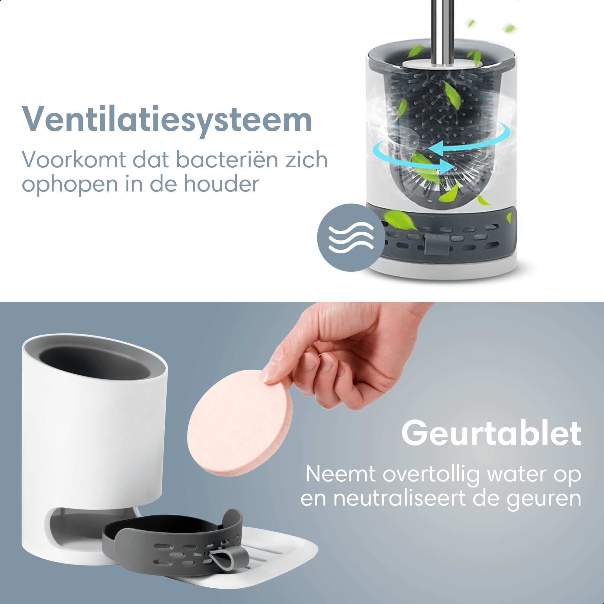 2BEHOME Wc borstel met houder - White
