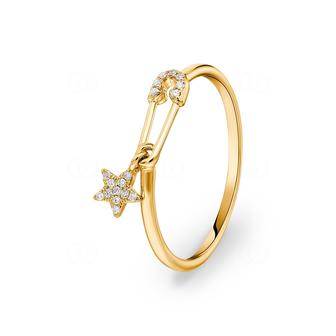 Ring 750/18 K Gelbgold Saftey Pin mit Diamanten 0.04 ct H/si