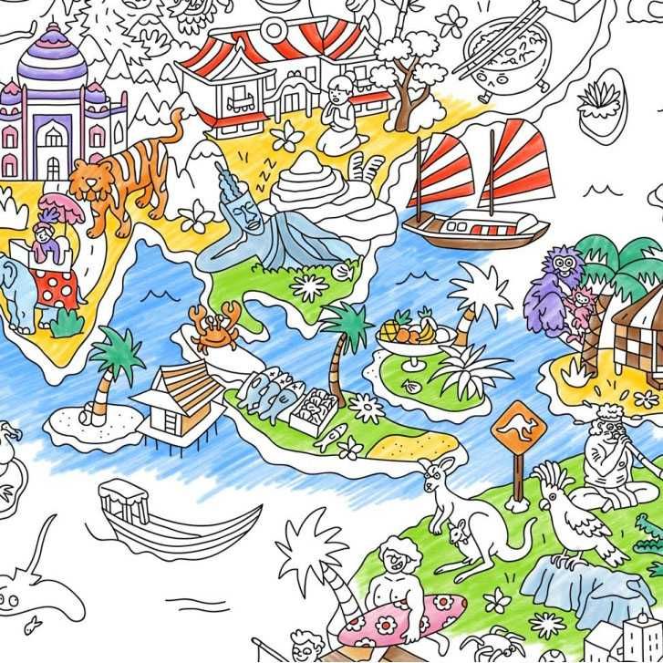 Poster géant Atlas à colorier Omy