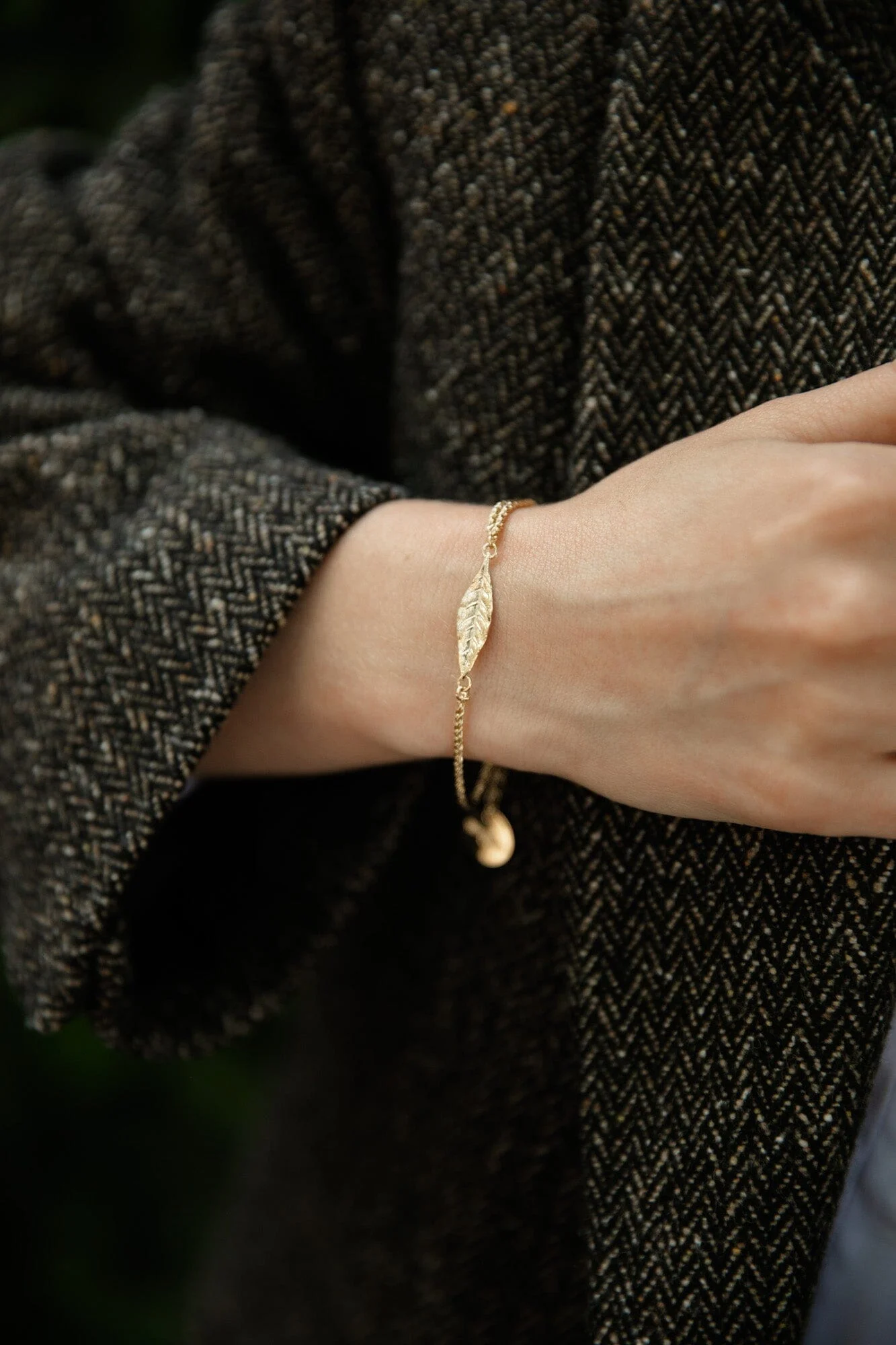 THALIE - Bracelet feuille doré à l'or fin | Doré