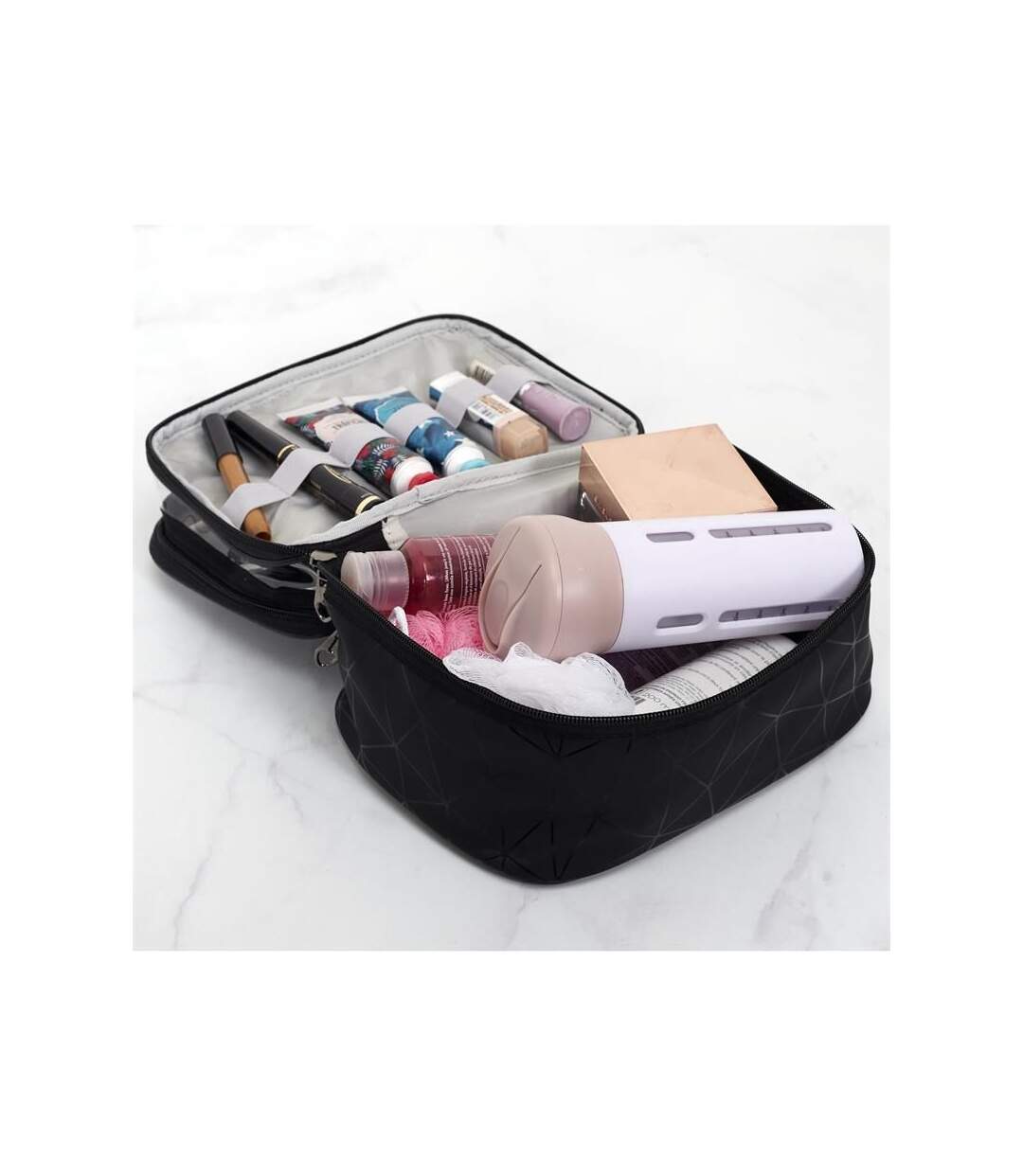 Paris Prix - Trousse De Toilette 2 Niveaux 23cm Noir