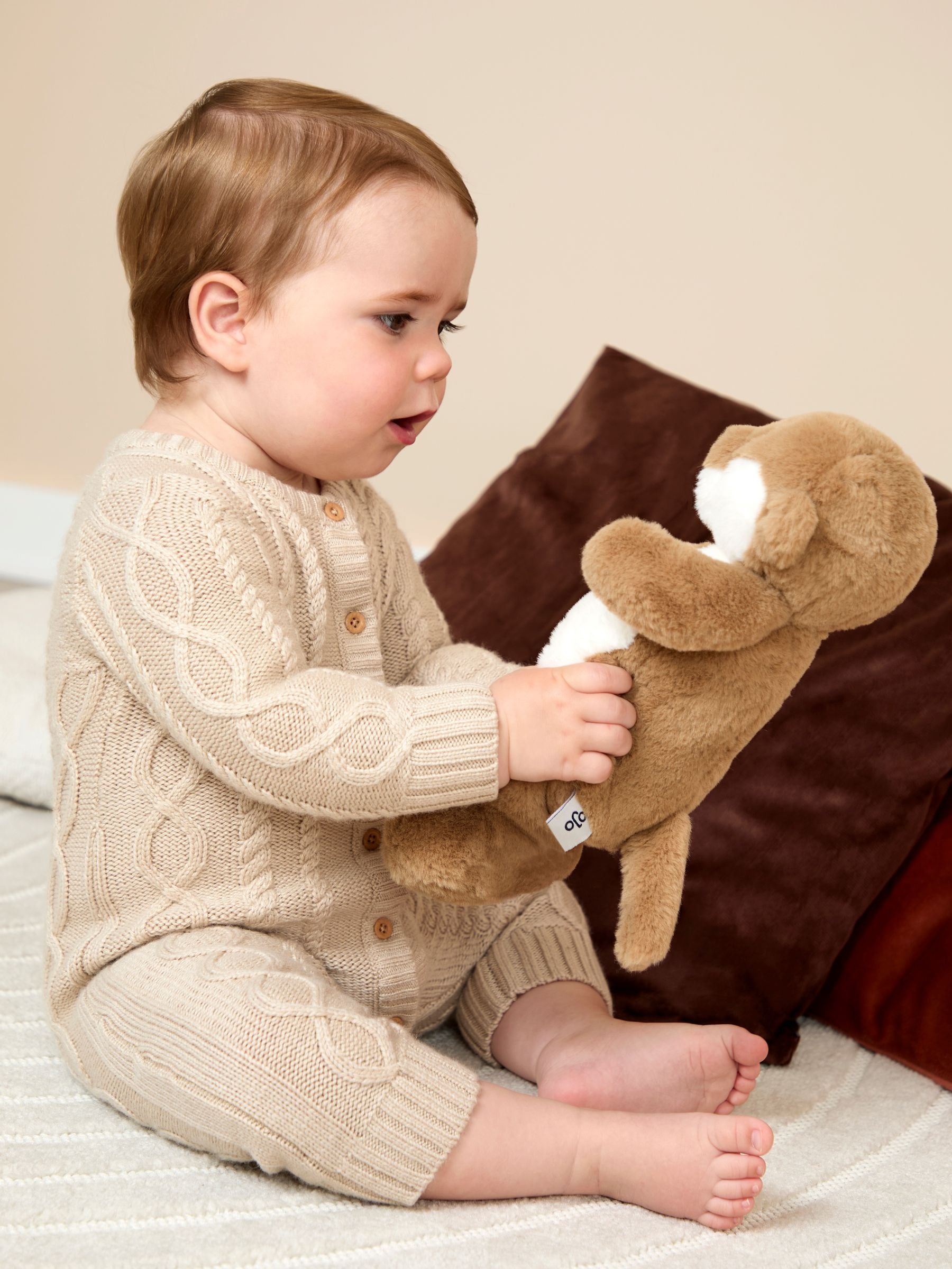 JoJo Maman Bébé Cable Knit All-In-One With Hat