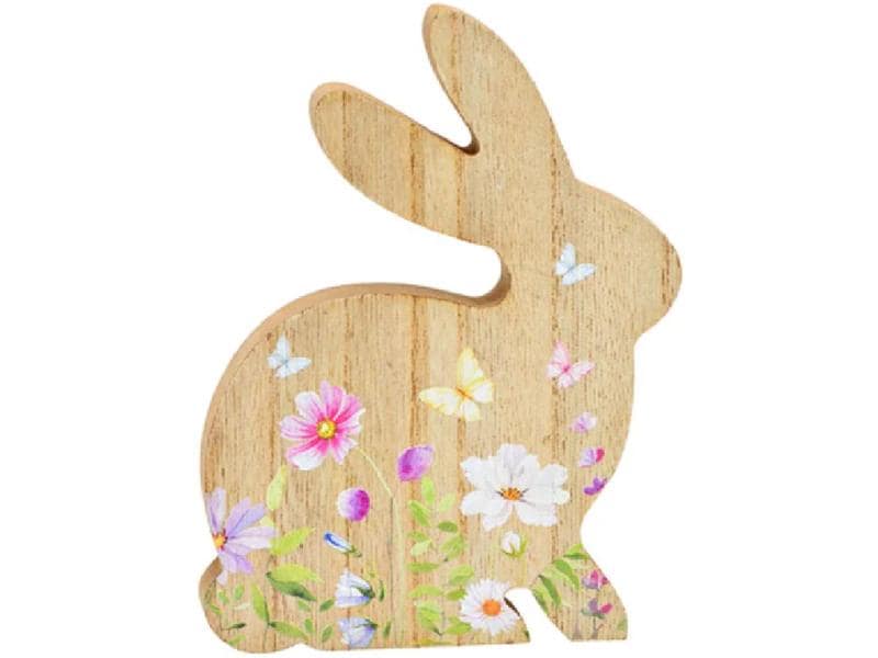G. Wurm Aufsteller Braun; Mehrfarbig Dekofigur Hase mit Blumendekor