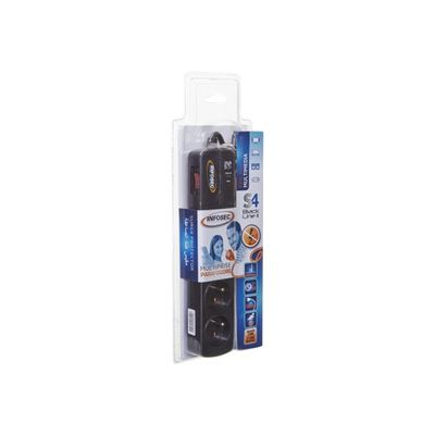 INFOSEC S4 Black Line II - Multiprise parafoudre 4 prises - parasurtenseur 2500 W