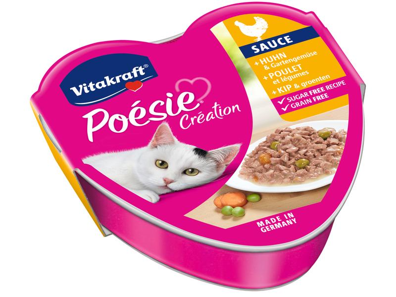 Vitakraft Nassfutter Poésie Sauce Huhn & Gartengemüse, 15 x Alleinfuttermittel für ausgewachsene Katzen