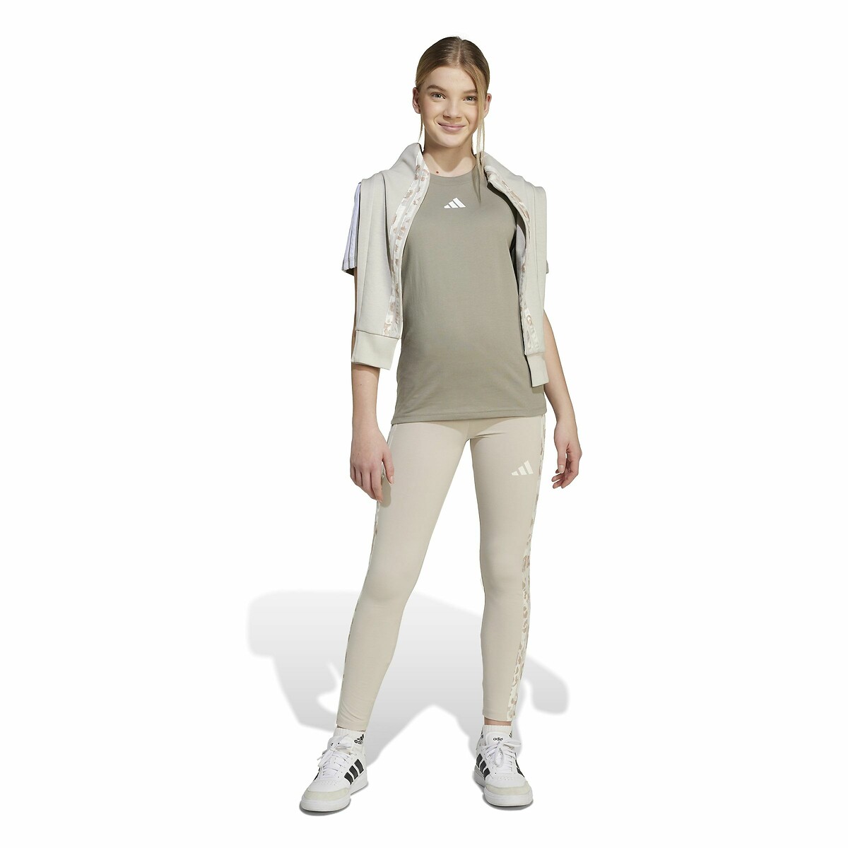 ADIDAS ROUPAS ESPORTIVAS<br>Leggings de algodão com detalhe de estampa de leopardo