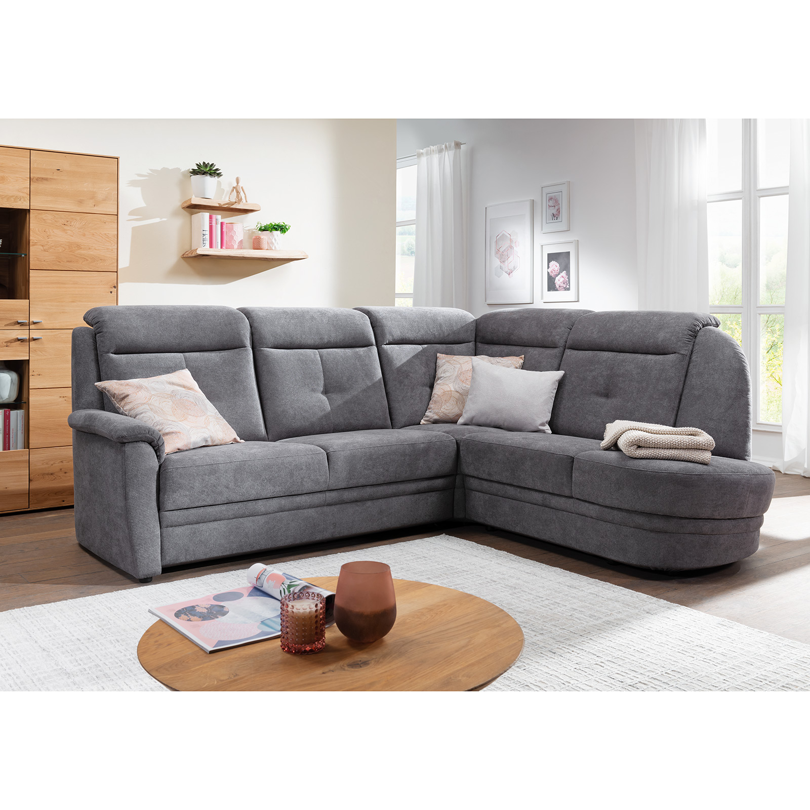 Ecksofa - steel - Microfaser - Basismodell
