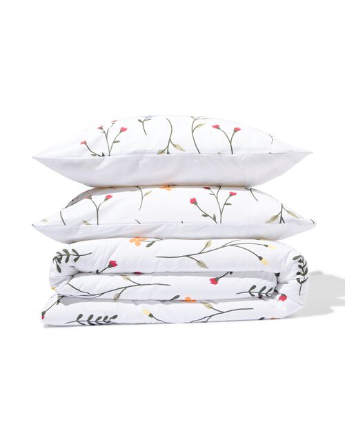 housse de couette en coton doux 240x200/220 fleurs blanc