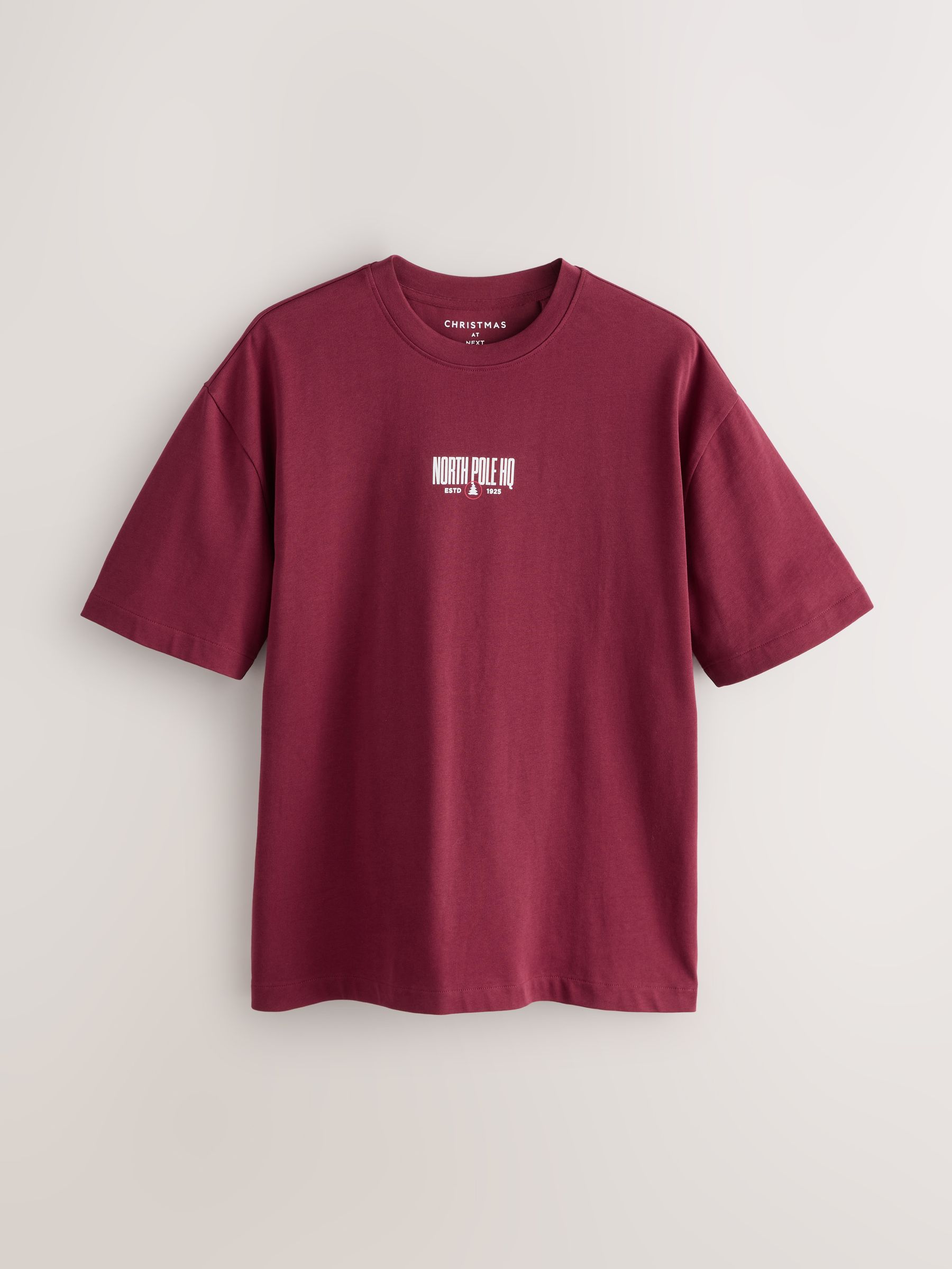 Bordeauxrode tekst - Relaxed fit - Kerst T-shirt