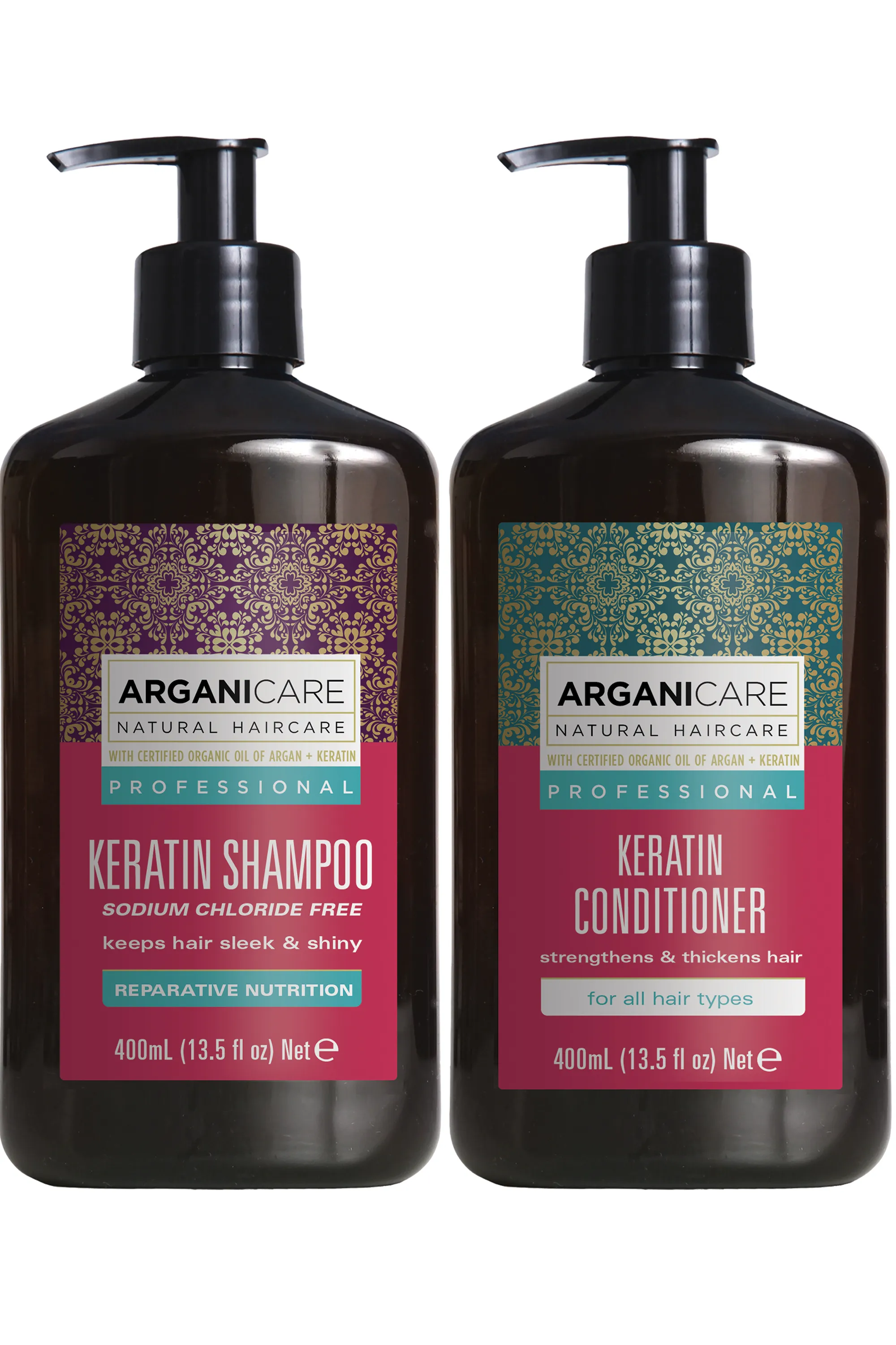 Arganicare Duo shampoing et après-shampoing réparateur à la kératine-800 ml