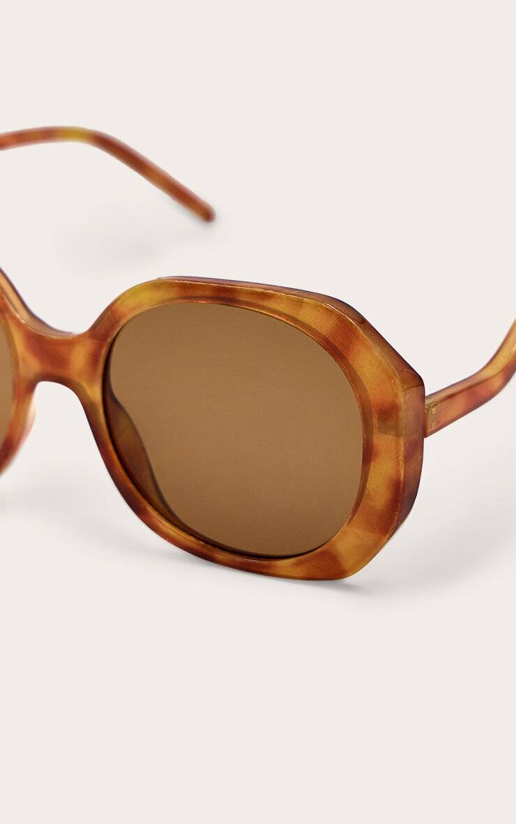 Marron Lunettes De Soleil À Monture Carrée Angulaire Effet Marbre