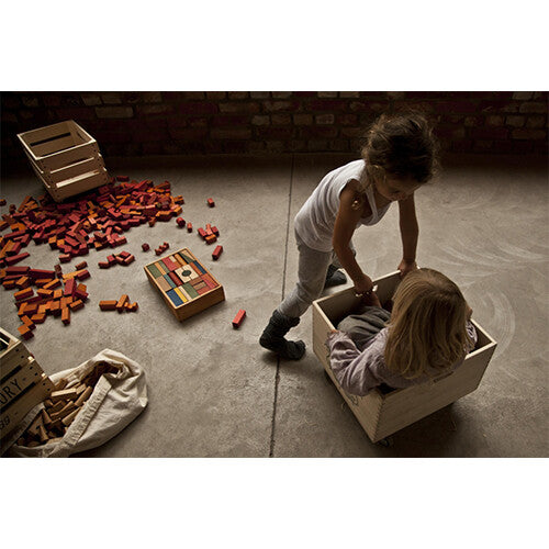 Wooden story stapelblokken - regenboog - 54 st