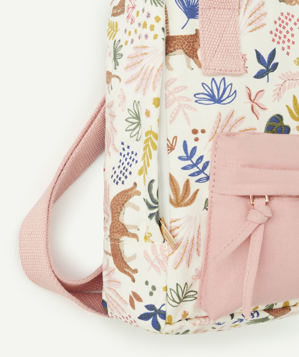 sac à dos zippé bébé fille en coton biologique imprimé savane coloré