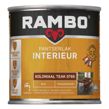 Rambo pantserlak interieur transparant mat koloniaal teak 250 ml
