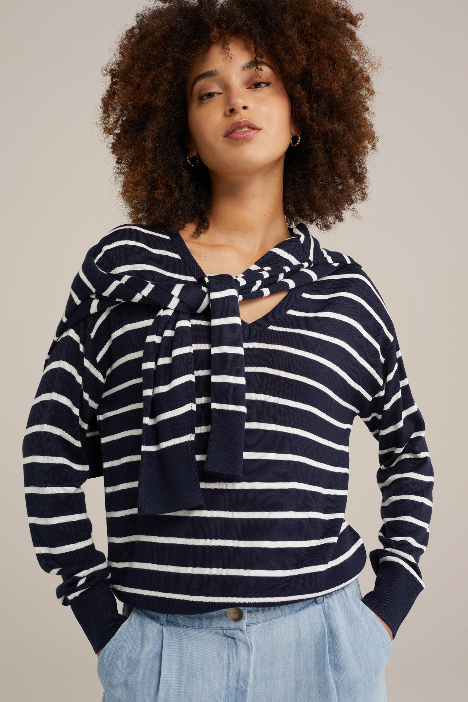 trui met dessin WE Fashion Donkerblauw