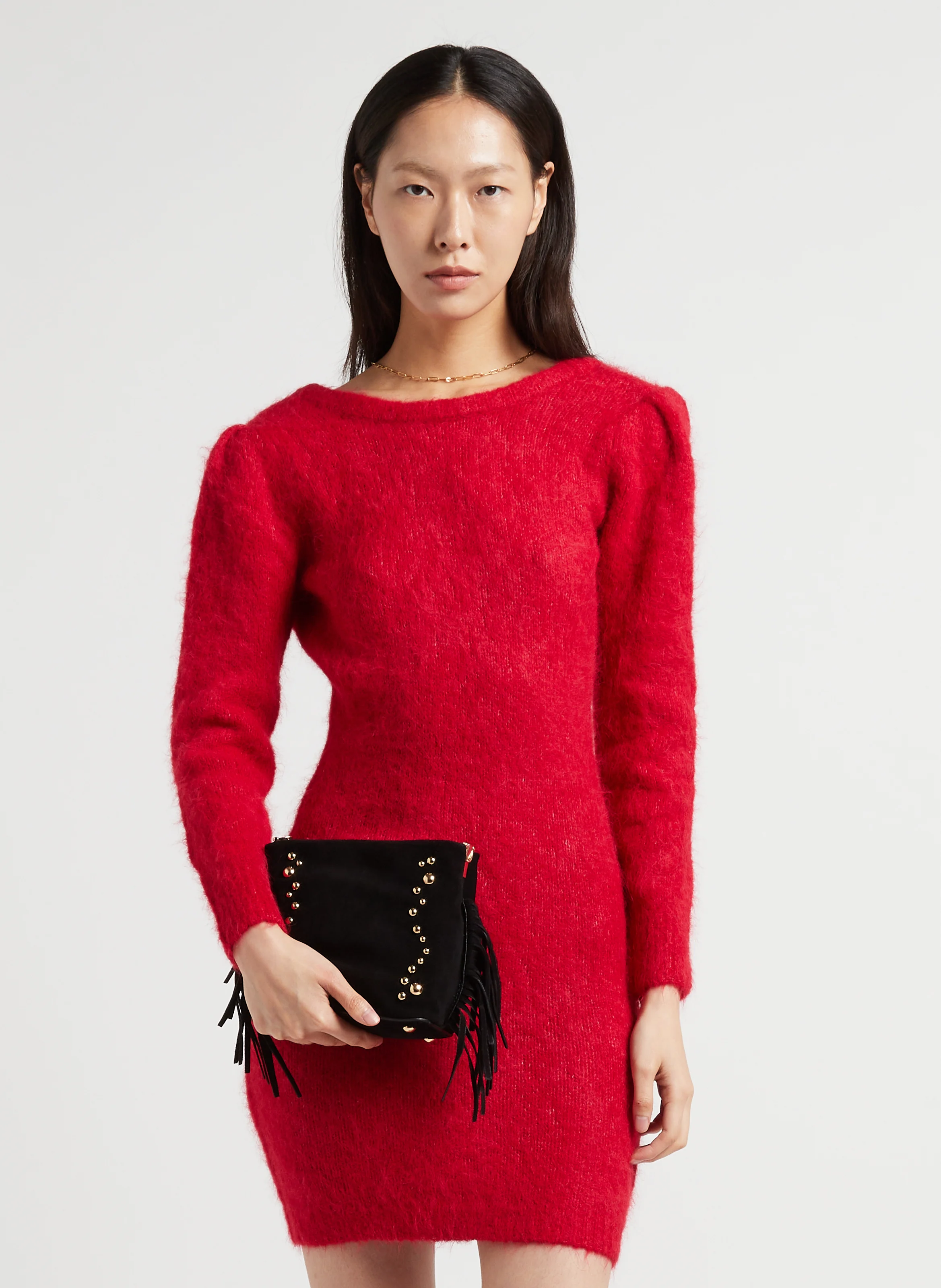 AURELIA - Sac seau en cuir velours | Noir