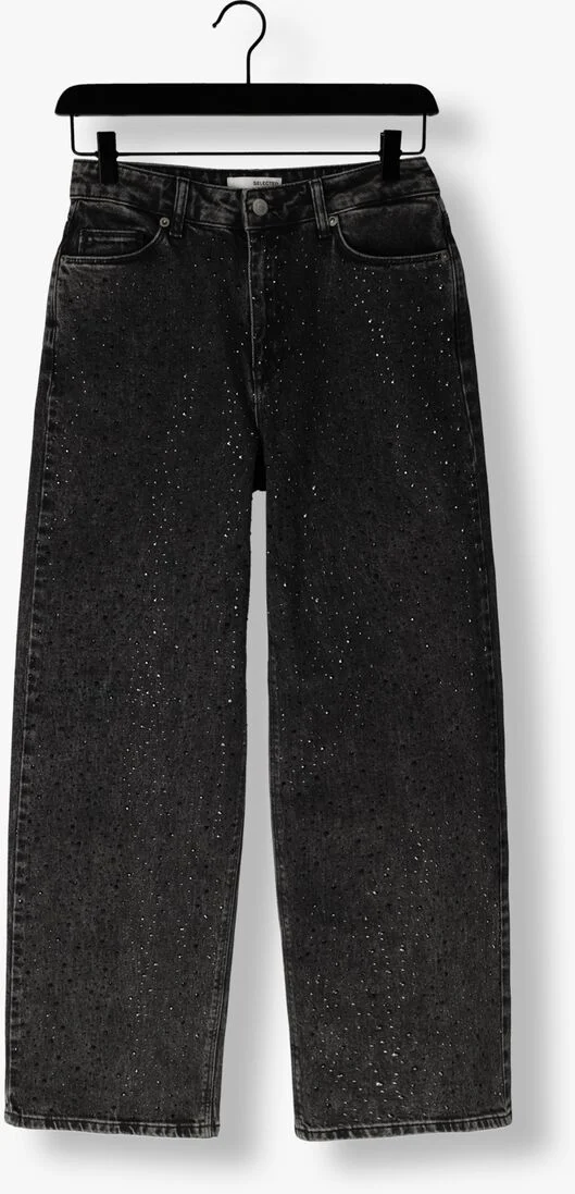 SELECTED FEMME donkergrijze selected femme wide jeans slfmarley-dia hw dark grey wide jeans ex