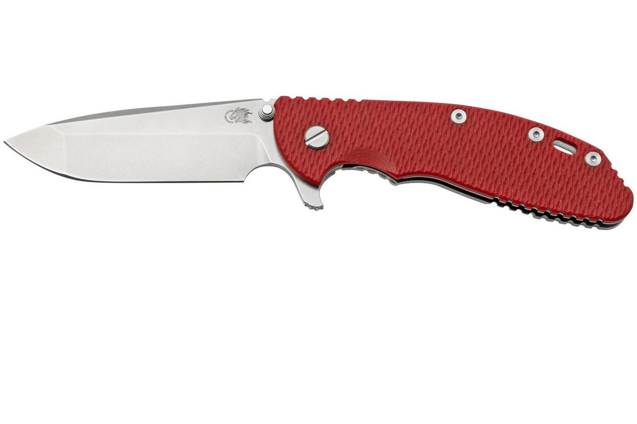 Rick Hinderer XM-24 4.0, S45VN Spanto Stonewash, Red G10, zakmes