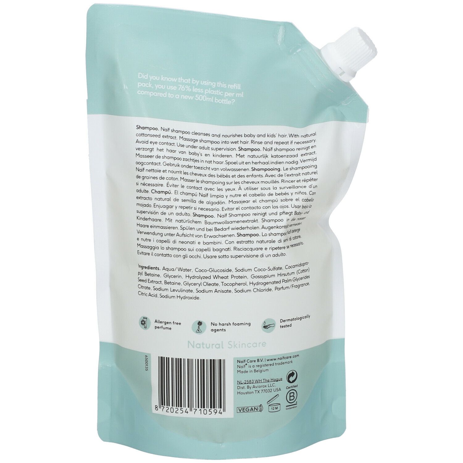 Naïf Baby & Kinder Pflegendes Shampoo Nachfüllpackung
