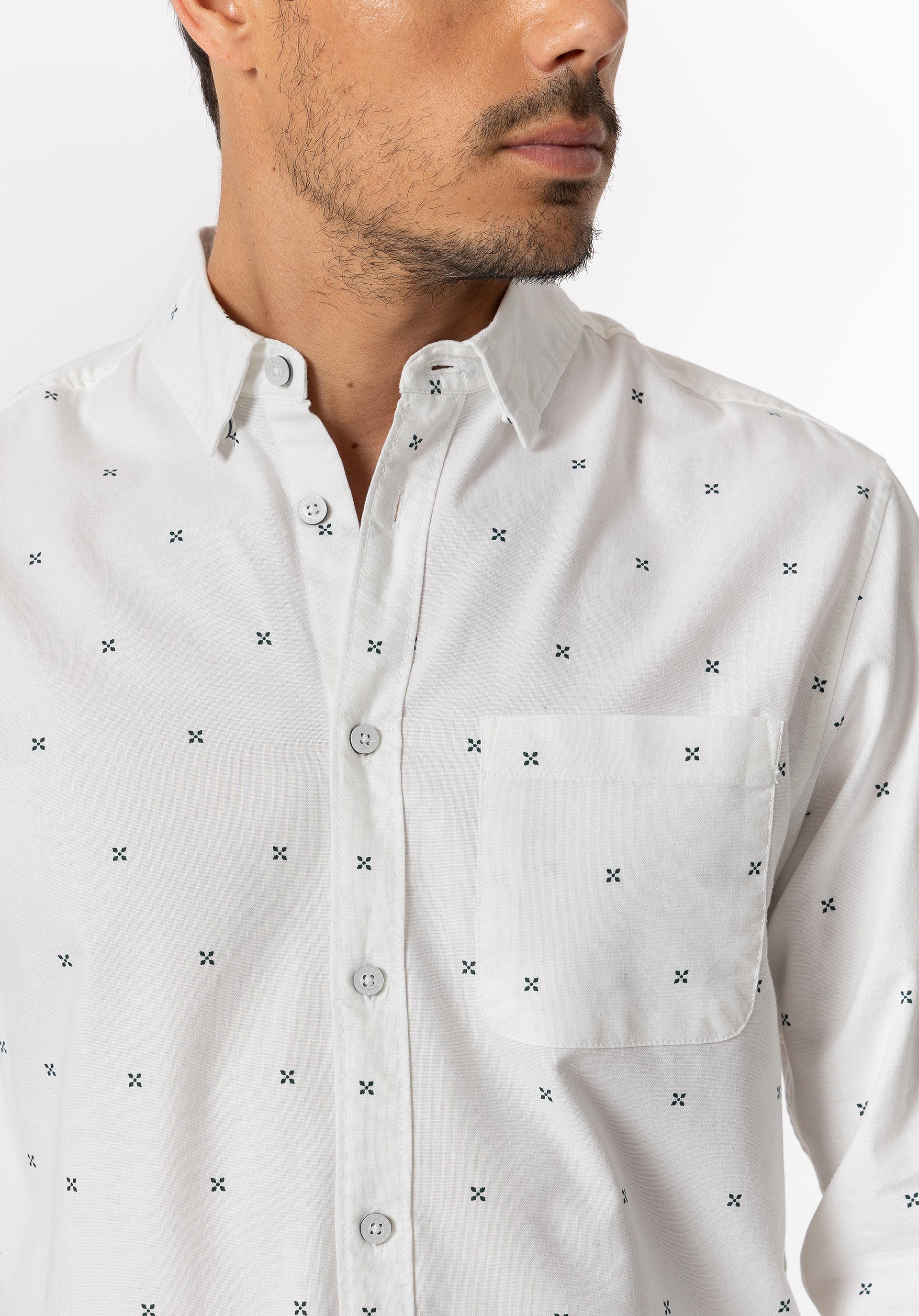Camisa Regular Fit Oxford Estampada