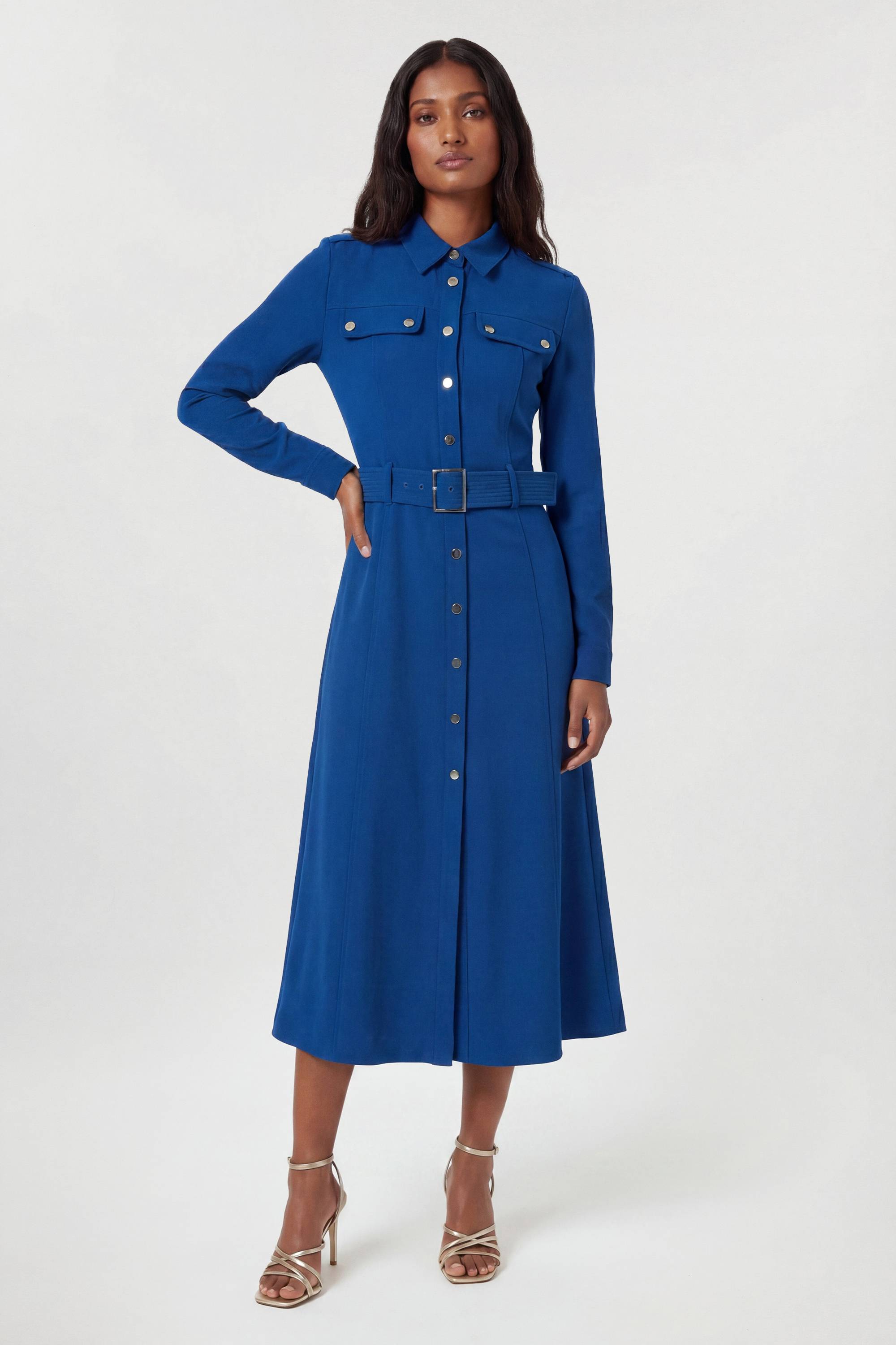KarenMillen Robe Chemise Midi Cintrée Avec Ceinture Petite Taille