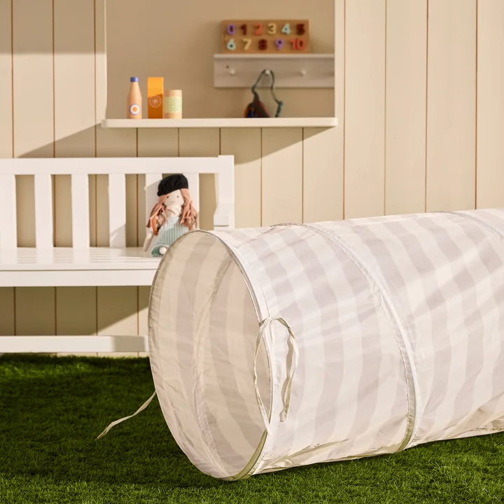 Kids Concept - Star Spieltunnel, Ø 46 x 180 cm, grau gestreift