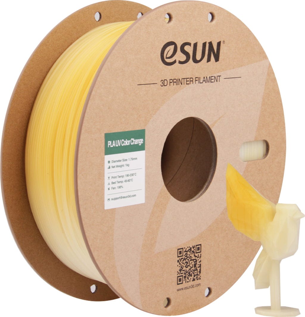 eSUN  PLA-UV Color Change Yellow, 1,75 mm / 1000 g    Zweifarbiges PLA mit Farbwechsel durch UV-Licht in Yellow
