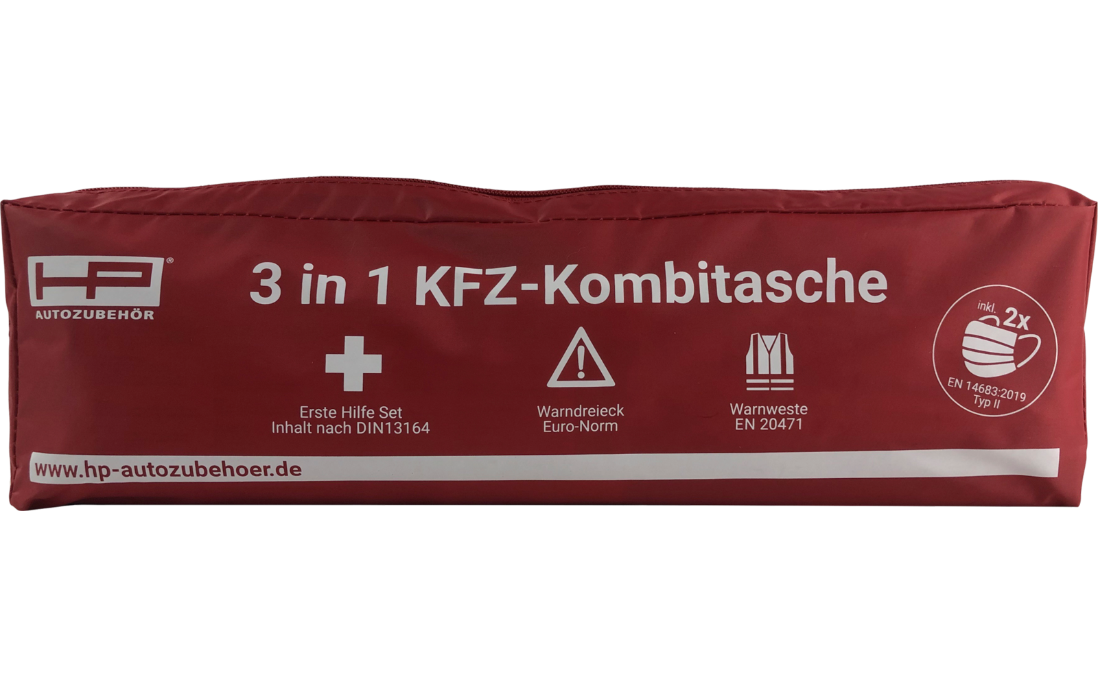 HP Autozubehör KFZ Kombitasche inklusive Mund- und Nasenschutz 3 teilig Rot