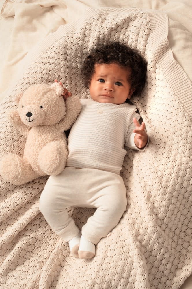 Feetje Feetje longsleeve rib met streep - Honey Bear zand