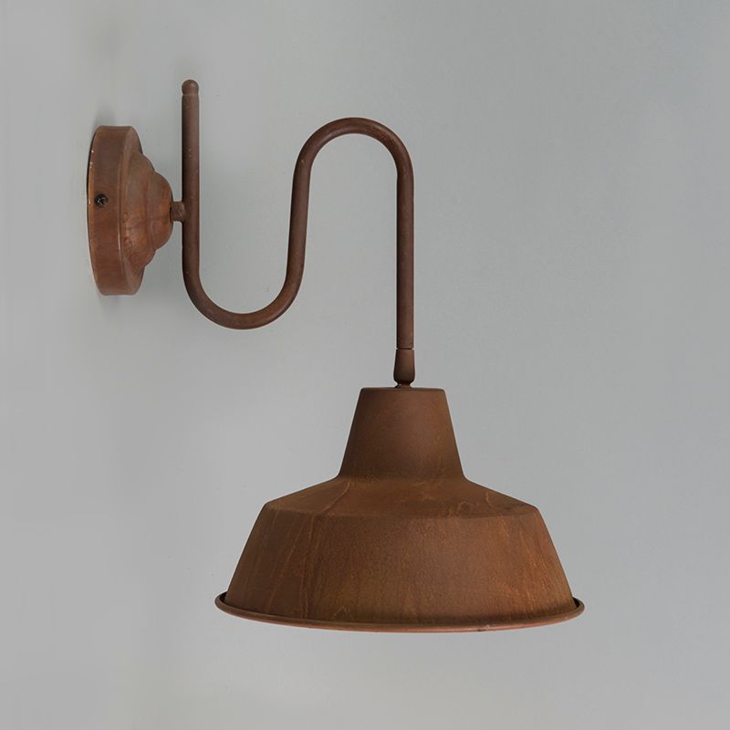 Industriële wandlamp roest met gouden binnenkant - Factory
