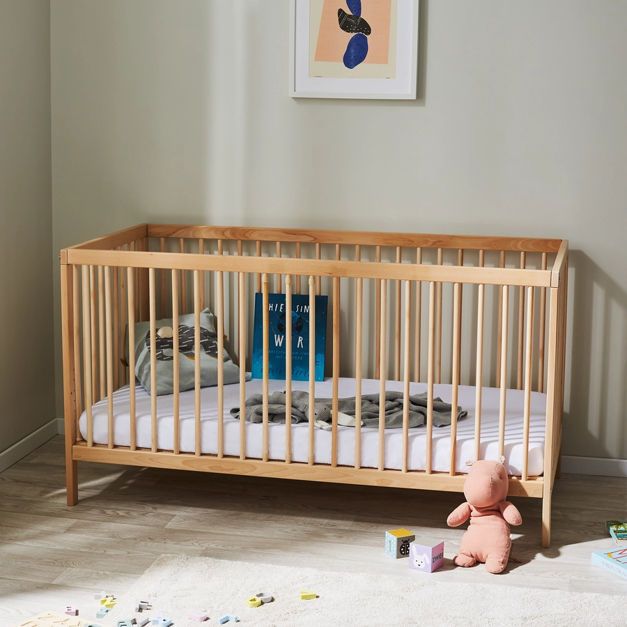 Kids Collective Babybett Gitterbett 60x120 | 70x140 höhenverstellbar & herausnehmbare Sprossen natur