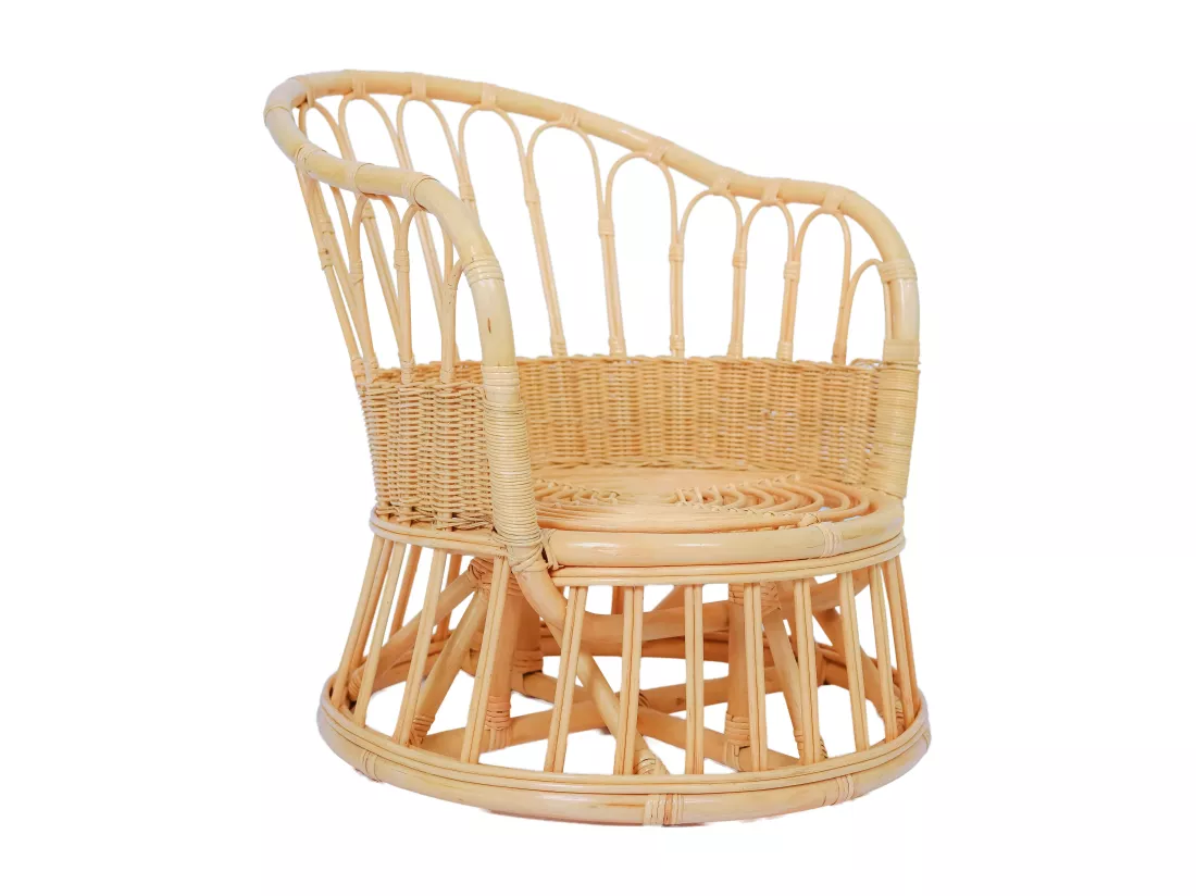 Fauteuil en rotin naturel et tissu beige