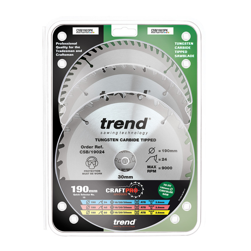 Trend cirkelzaagbladen set 190x30x2,6mm