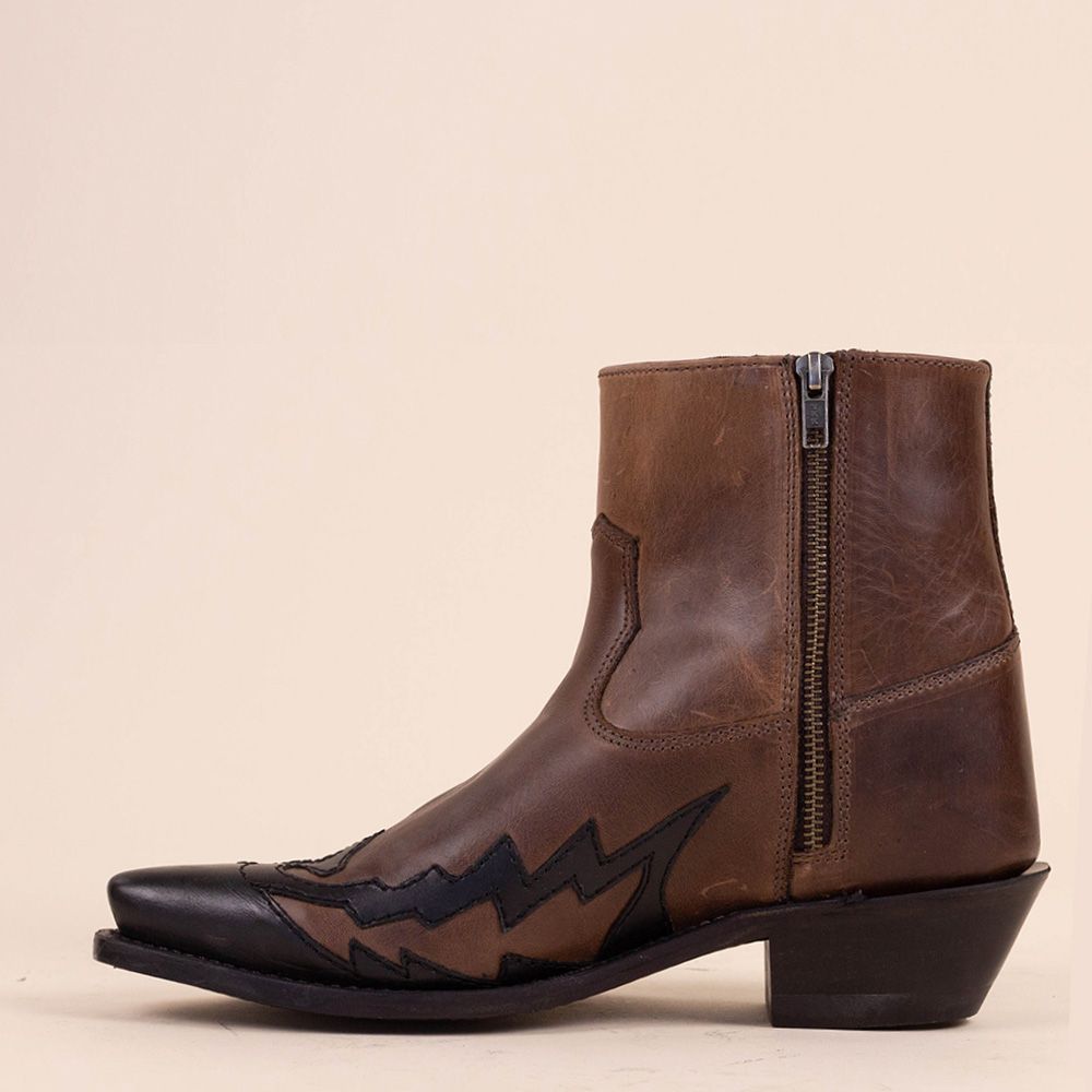 Old West MF1511 lage cowboylaarzen bruin - zwart