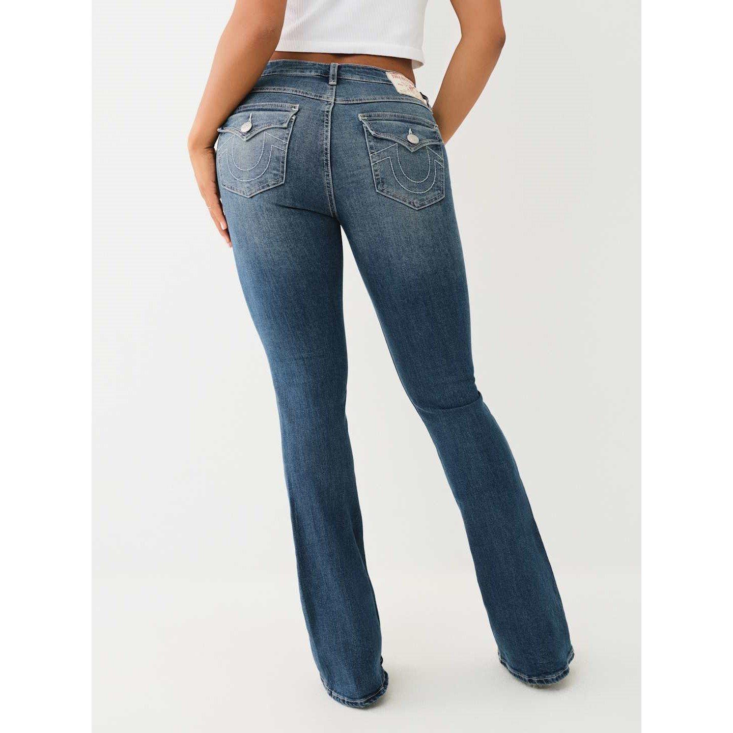 True Religion TR Mid Rise Flap Bootcut Jeans Womens