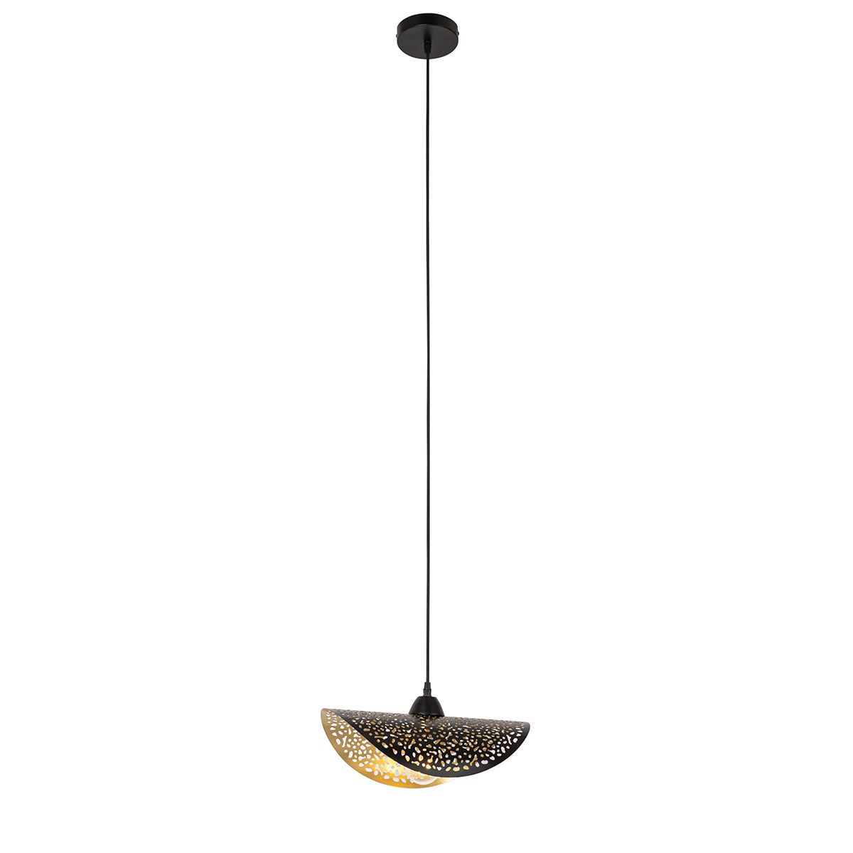 Oosterse hanglamp zwart met goud 35 cm - Japke