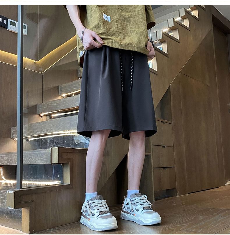Breeson - Effen shorts met wijde pijpen en trekkoord in de taille