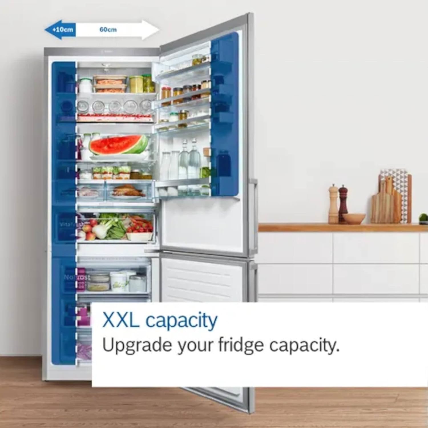 Bosch KSV36VLEP Serie 4 Kühlschrank, 186 x 60 cm, 346 L, VitaFresh längere Frische, LED-Beleuchtung gleichmäßige Ausleuchtung, EasyAccess Shelf ausziehbare Glasplatten