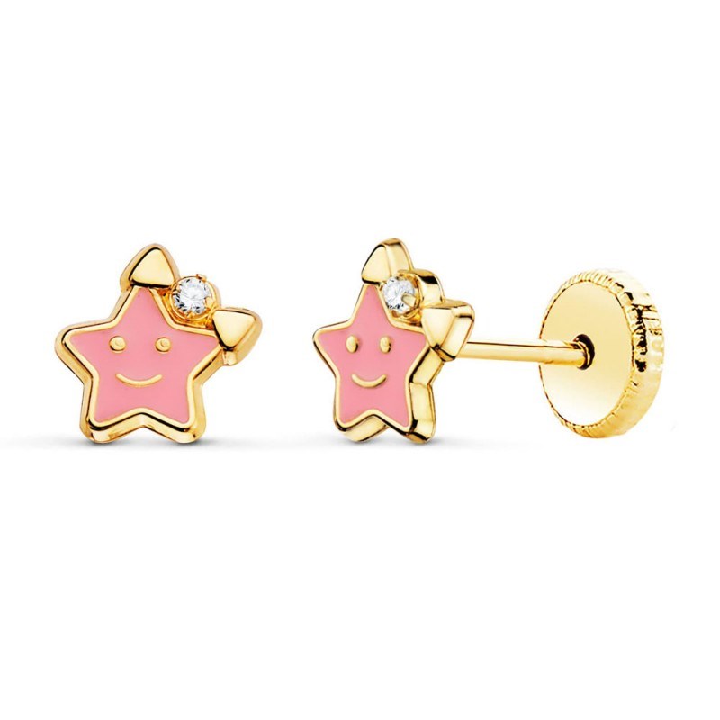 Boucles d'Oreilles  Or 18 Carats 750/000  Jaune - Etoile