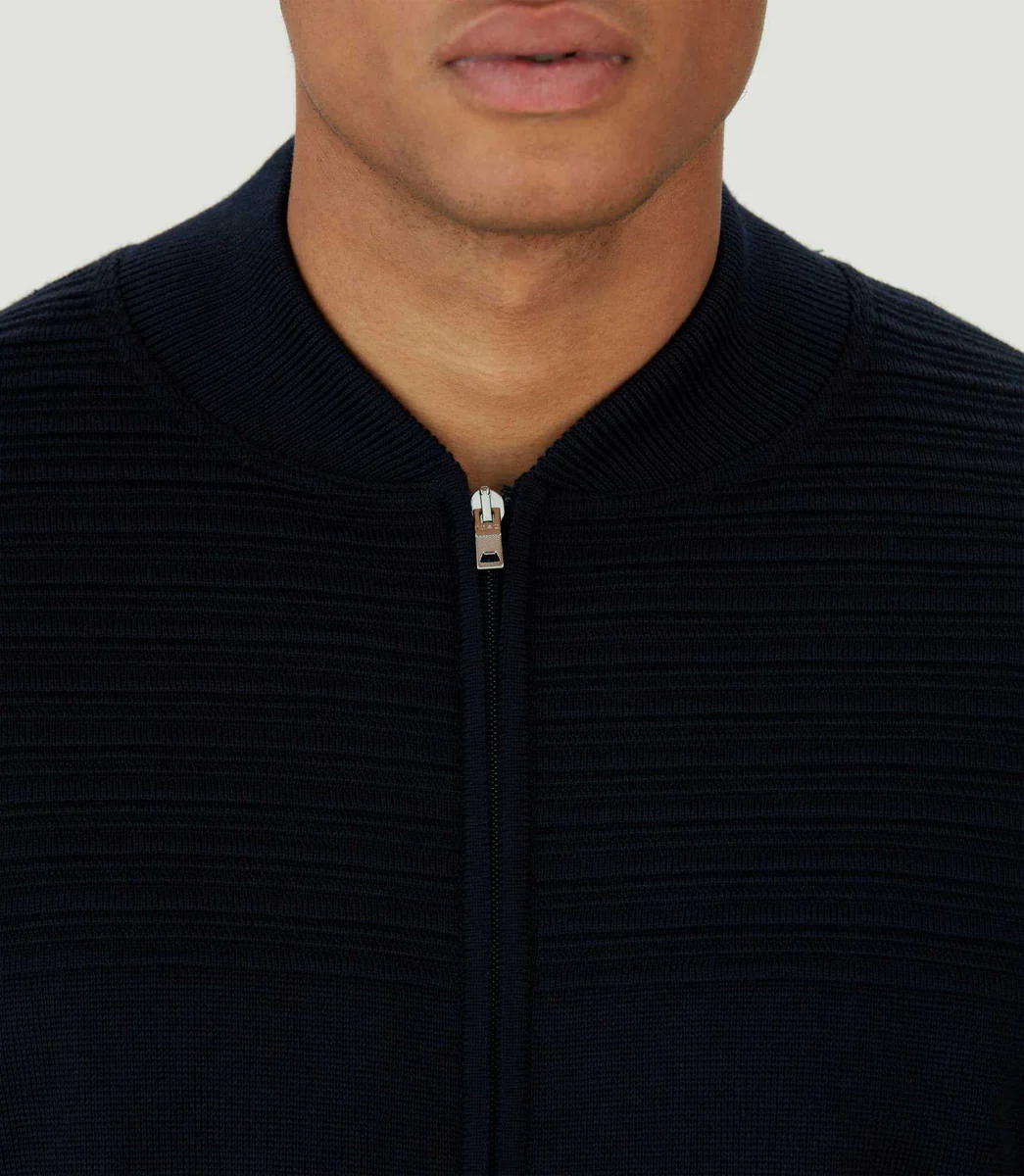 Gilet zippé col teddy marine 