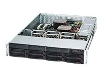 Supermicro SC825 TQC-R1K03LPB - Rack-monterbar 2U - forstærket forlænger ATX - SATA/SAS - hot-swap 1000 Watt - sort
