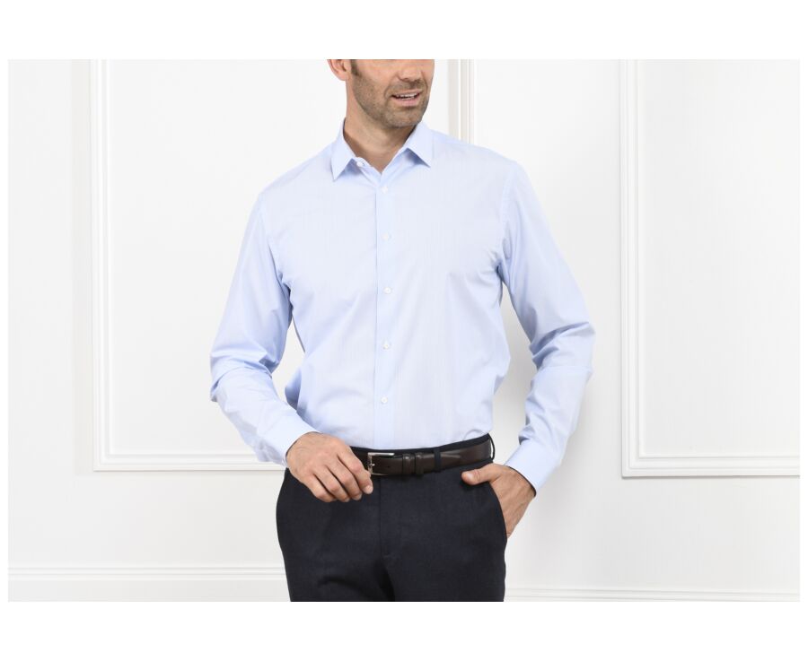 Chemise blanche à rayures bleues - ANSELME