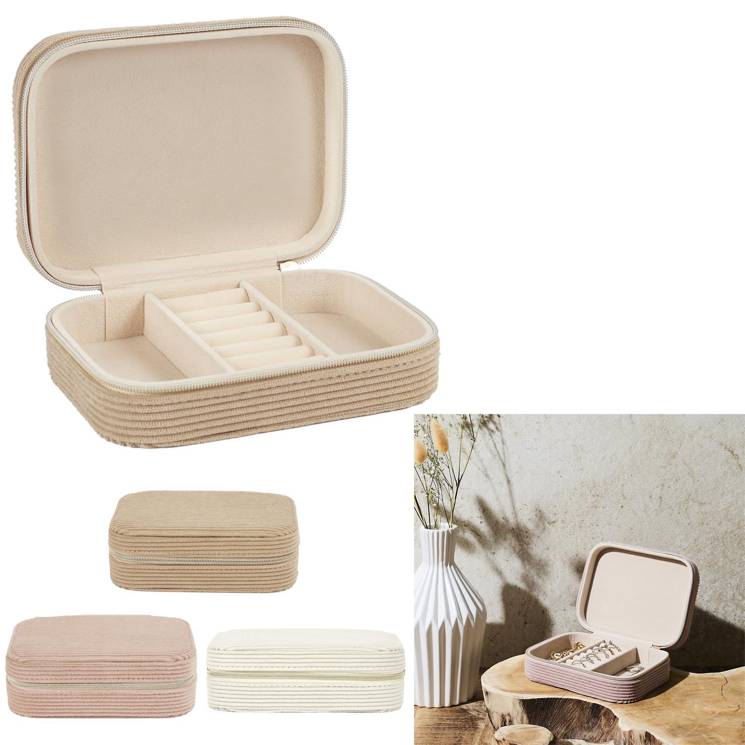 BOITE BIJOUX VELOURS COTELE RECTANGLE