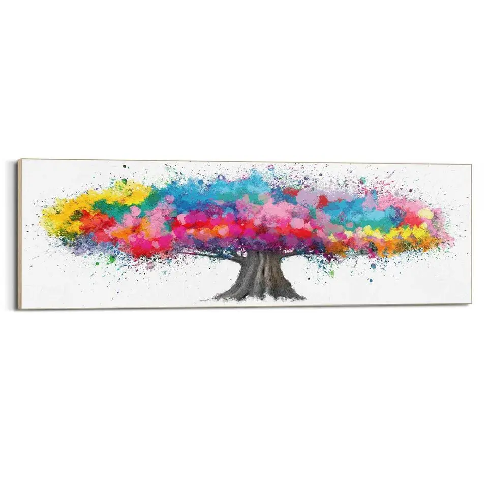 Schilderij Colourful Tree - 52x156cm - Bont