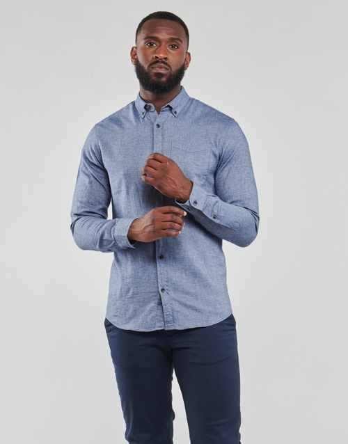 Jack & Jones - JJECLASSIC MELANGE SHIRT LS SN Azul