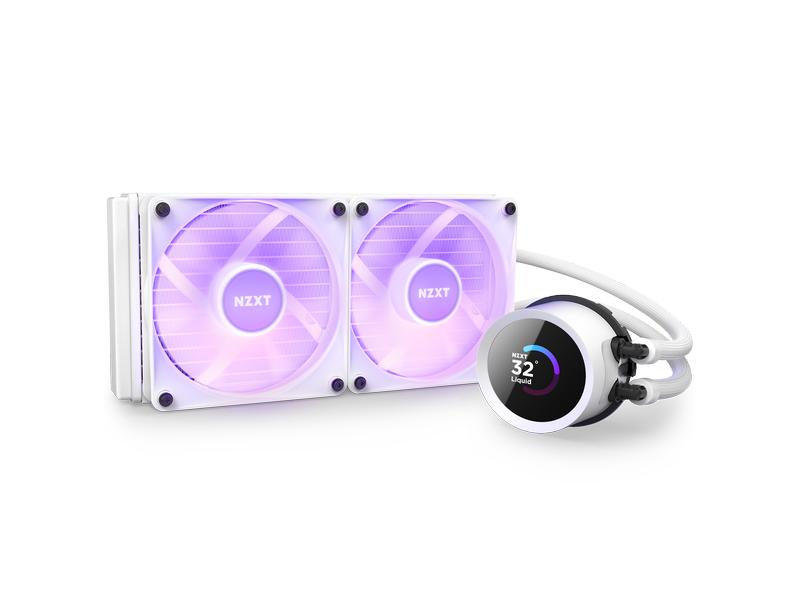 NZXT Wasserkühlung Kraken 240 RGB Weiss Wasserkühler für Intel und AMD Prozessorsockel mit LCD-Anzeige und RGB-Lüftern