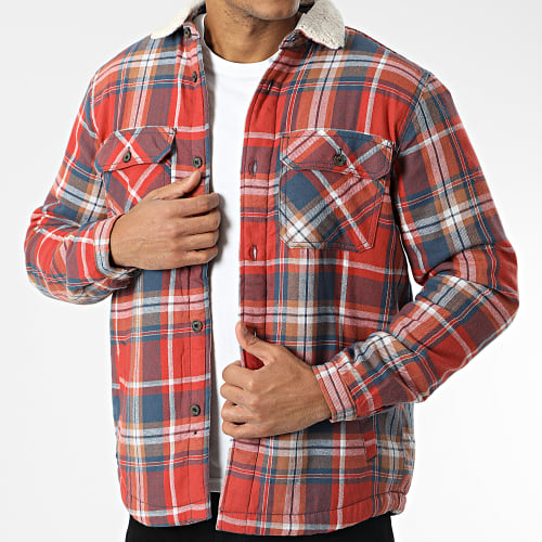 Veste Col Mouton A Carreaux Hess Orange Bleu Marine
